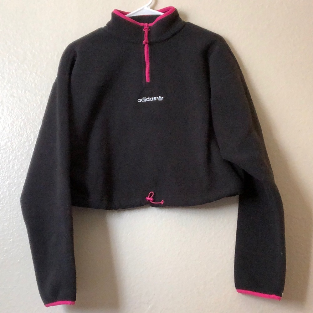 COPY - Adidas black + pink cropped long sleeve.